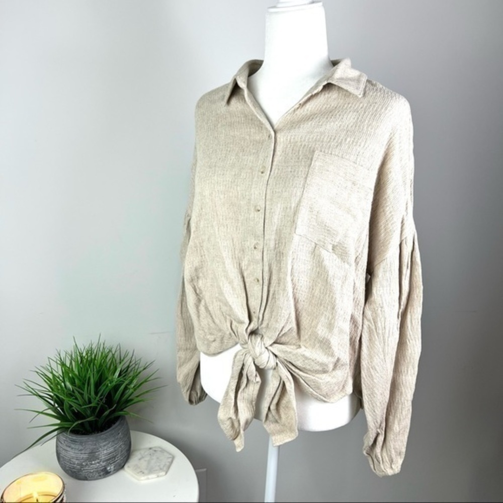 The Good Jane womens boxy tie front Lewis shirt size small